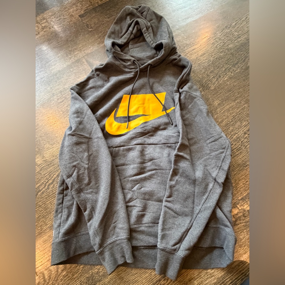 Nike Dark Gray Hoodie with Bright Yellow Accent